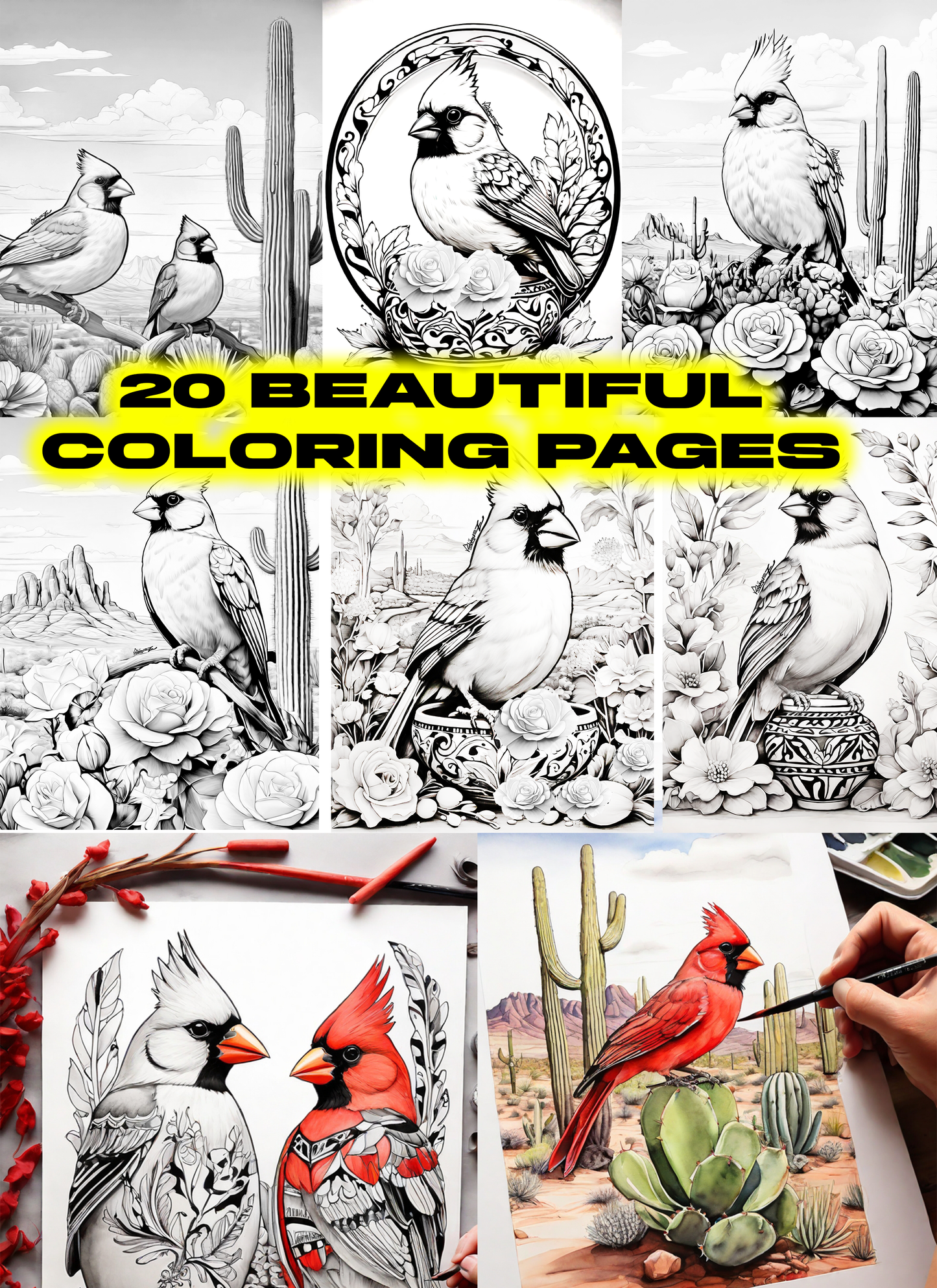CARDINALS 20 page COLORING BOOK